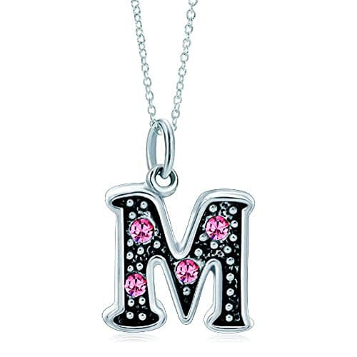 LovelyJewelry Pink Alphabet A-Z Initial Bead Necklace Pendant