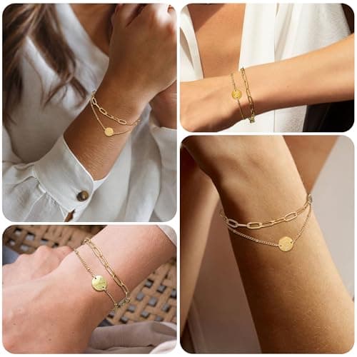 Stainless Steel 18k Gold Plated Initial Bracelet A-Z