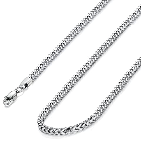 FIBO STEEL 3-6mm Curb Chain Necklace - Biker Punk Style Silver Black Gold Tone