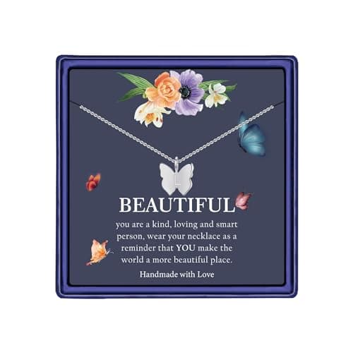 Hidepoo Initial Butterfly 14K Gold/Silver/Rose Gold Filled Choker Necklace for Girls