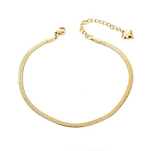 Waterproof 18K Gold Plated QJLE Snake Chain Anklet for Women