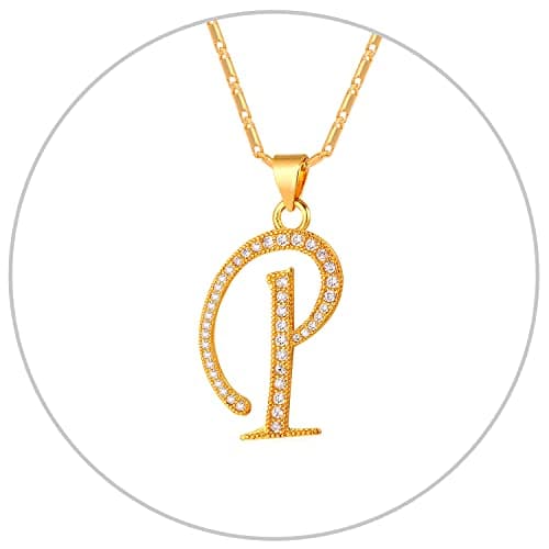 Alphabet A-Z Stainless Steel Choker for Women, Gold Plated CZ Jewelry, Gift Box Packed