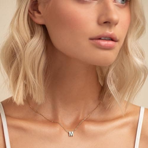 Dainty 18K Gold Plated Initial Necklace for Women