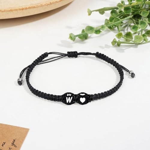 Couples Initial Bracelet for Men & Women: Personalized Gift for Bf & Gf
