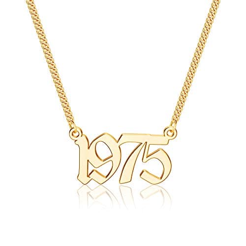 Ursteel Personalized Birth Year Necklace, 18K Gold Plated