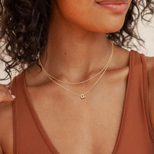 RLMOON Gold Initial Layered Choker for Women A-Z Personalized Pendant Jewelry