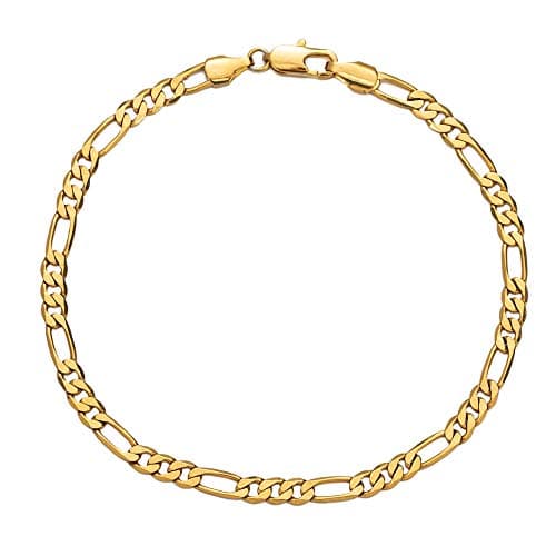 Kelistom 14K White Gold Plated Cuban Link Anklet Bracelets