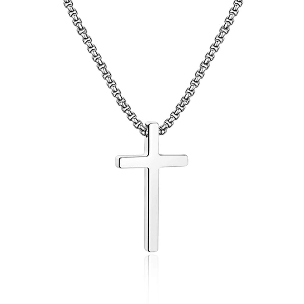 IEFSHINY Men's Stainless Steel Cross Pendant Necklaces, 16-30 Inches Gold/Silver/Black