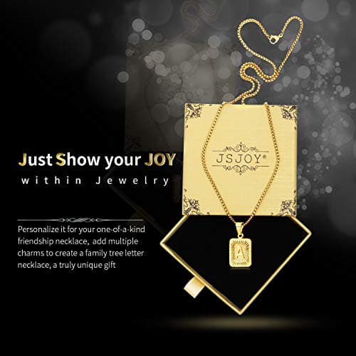 JSJOY 2024 Gold Initial Necklaces A-Z for Women Men Square Monogram Pendant