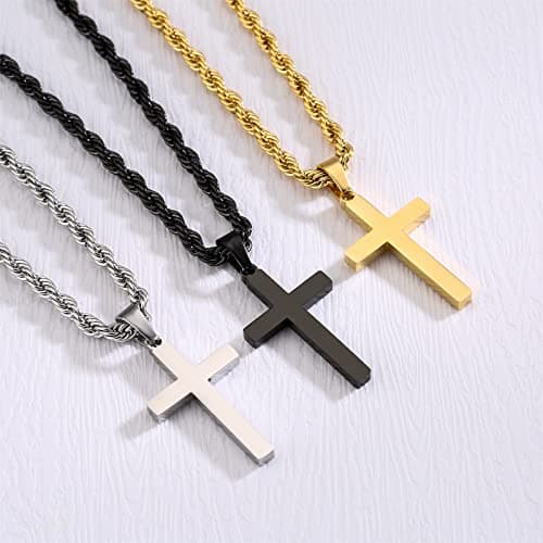 P. BLAKE Men & Boys Layered Cross Choke Necklace with Figaro Chain Jewelry