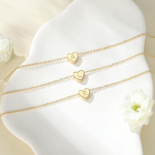 Turandoss Heart Initial Necklace - Personalized 14K Gold Filled Jewelry for Women