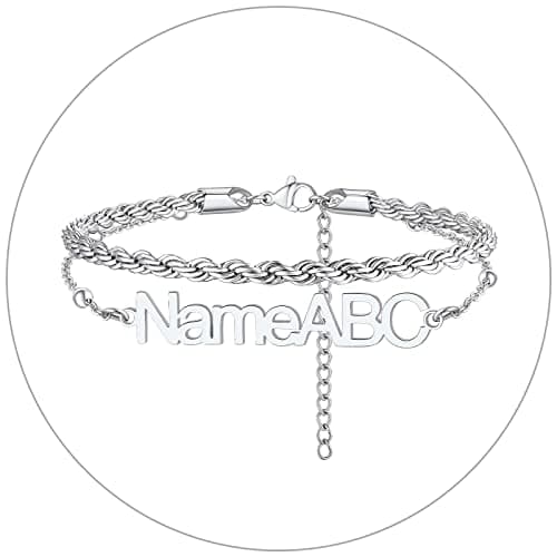 FindChic Stainless Steel Ankle Chain Bracelets, Cuban Curb/Figaro/Box Links, Adjustable Anklet