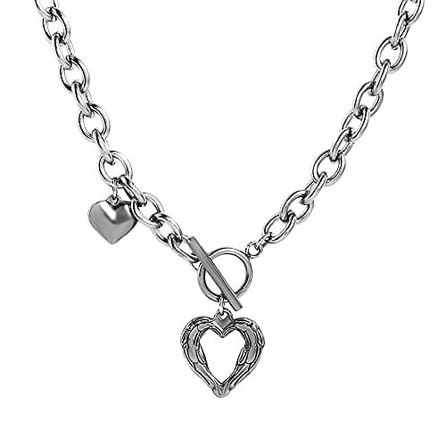 HZMAN Women's Stainless Steel Heart Pendant Multilayer Necklace
