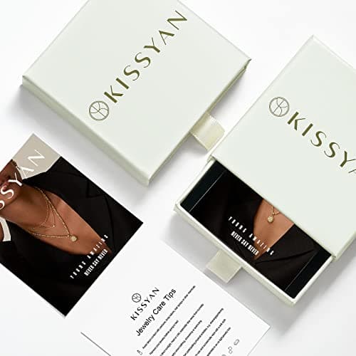 KissYan 14K Gold Plated Round Letter Pendant Necklace for Women Men
