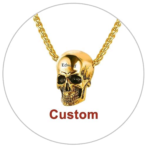 Stainless Steel U7 Skull Pendant Necklace - Gothic Punk Jewelry with 22-24 Inch Chain