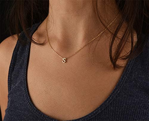 18K Gold Plated Tiny Letter Necklace Personalized for Women