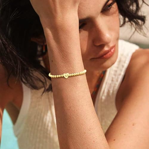 Personalized Name Bracelet - MARYLAX Gold Beaded Bracelets for Women