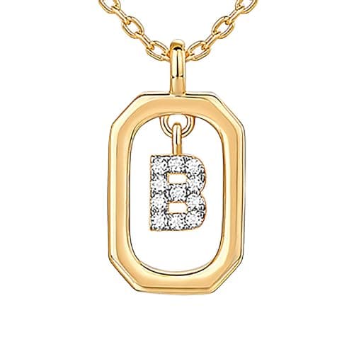 PavoI 14K Gold Plated CZ Letter Pendant Necklace for Women