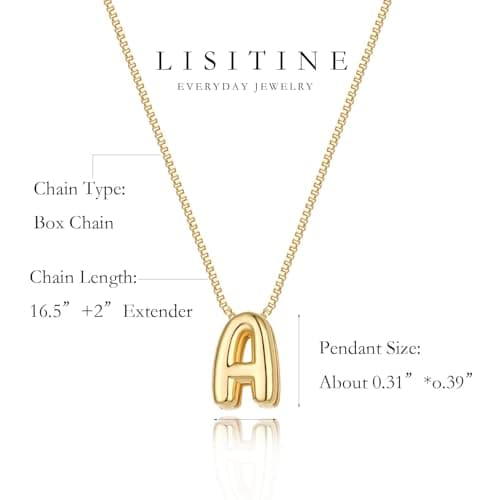 Lisitine Bubble Gold Initial Necklace Personalized Women's Gold Pendant Choker