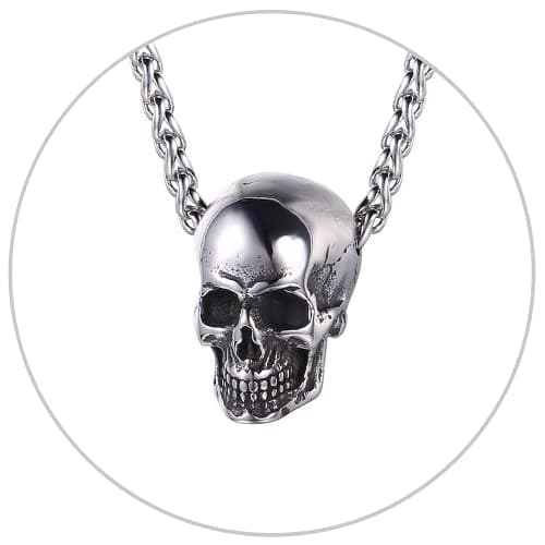 Stainless Steel U7 Skull Pendant Necklace - Gothic Punk Jewelry with 22-24 Inch Chain
