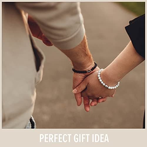 Personalized Partner Bracelet with Howlite Beads for Couples