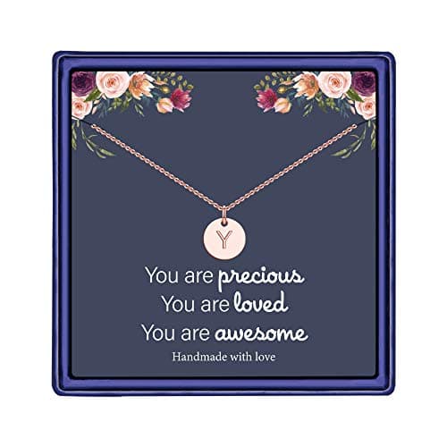 Hidepoo Mothers Day Gifts: Personalized Disc Initial Necklaces for Girls & Women - Gold/Fill Rose Gold/S925 Silver