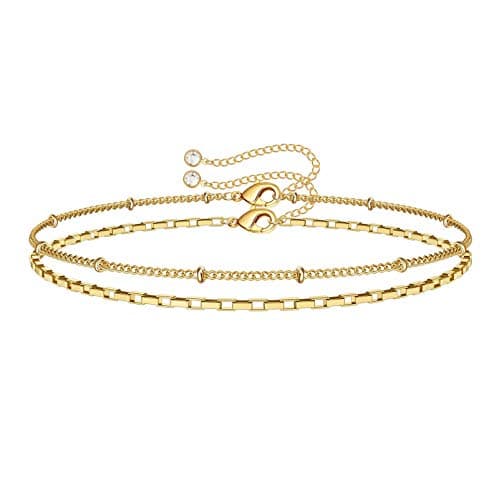 Turandoss Women's 14K Gold Plated Evil Eye Layered Bracelet
