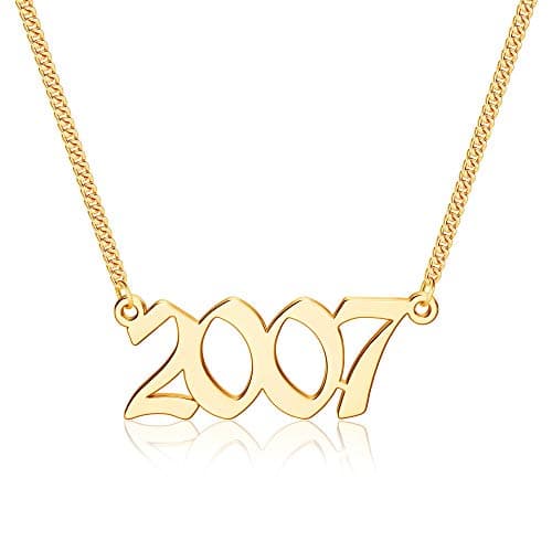 Ursteel Personalized Birth Year Necklace, 18K Gold Plated