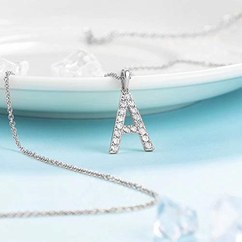 Tarsus Initial Cubic Zirconia Necklace Adjustable Chain 18" + 2"