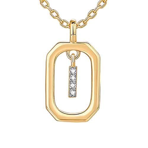 PavoI 14K Gold Plated CZ Letter Pendant Necklace for Women