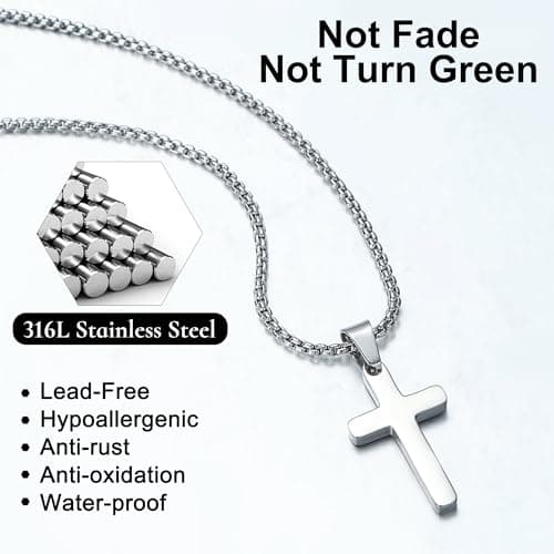 Yooblue Men's Silver Black Gold Stainless Steel Cross Necklace 2Pcs/3Pcs