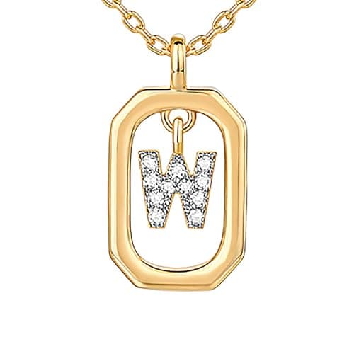 PavoI 14K Gold Plated CZ Letter Pendant Necklace for Women