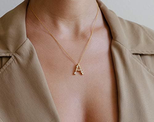 LAVLA 18k Gold Plated Colorful Crystal Initial Necklace