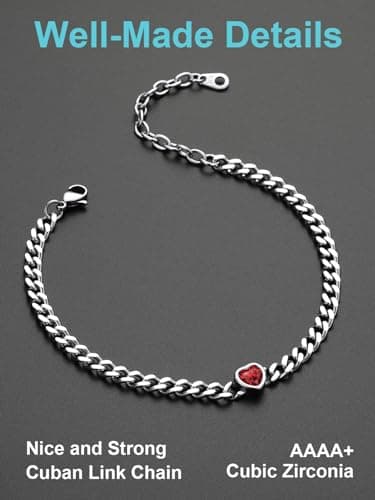 ChainsProMax Women's Heart Anklets, Birthstone, Stainless Steel, Waterproof Gift Box