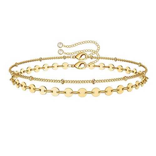 Turandoss Women's 14K Gold Plated Evil Eye Layered Bracelet