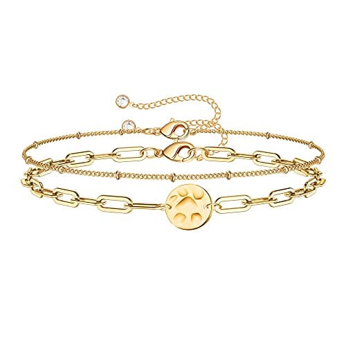 Turandoss Women's 14K Gold Plated Evil Eye Layered Bracelet