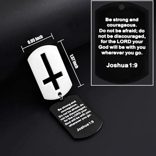 Fiusem Men's Inspirational Bible Verse Cross Necklace, 24 Inches Chain