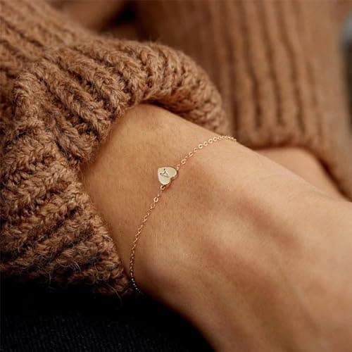 GIFT4U Gold Plated Initial A-Z Heart Bracelet for Women
