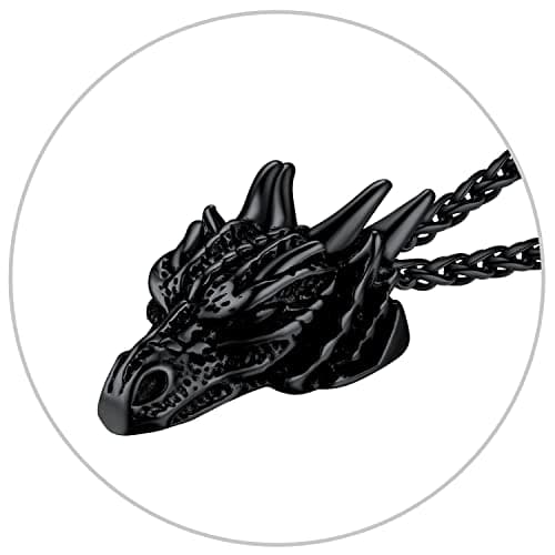 Retro Black Stainless Steel U7 Animal Pendant Necklace for Men & Women Cool Gift