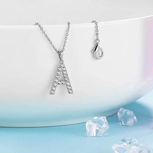 Tarsus Initial Cubic Zirconia Necklace Adjustable Chain 18" + 2"