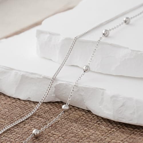 Chic 925 Sterling Silver Multilayer Anklet for Women with Satellite & Stars