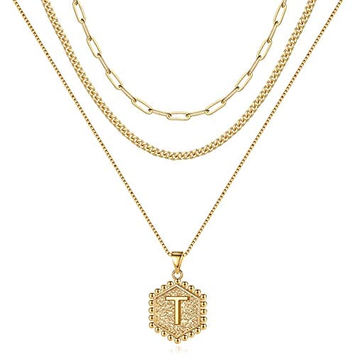 Layered Initial Necklaces for Women