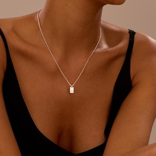 FISSEN Personalized Silver Plated Initial Necklace for Women