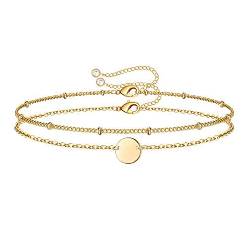 Turandoss Women's 14K Gold Plated Evil Eye Layered Bracelet