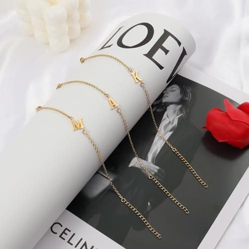 Trendy 18K Gold Plated Initial Charm Bracelet for Women