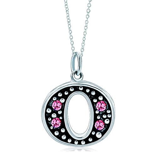 LovelyJewelry Pink Alphabet A-Z Initial Bead Necklace Pendant