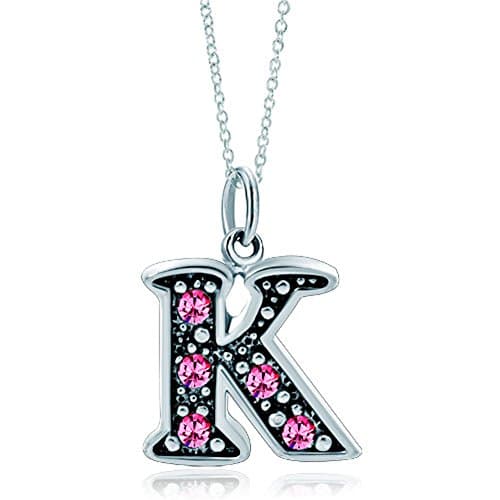 LovelyJewelry Pink Alphabet A-Z Initial Bead Necklace Pendant