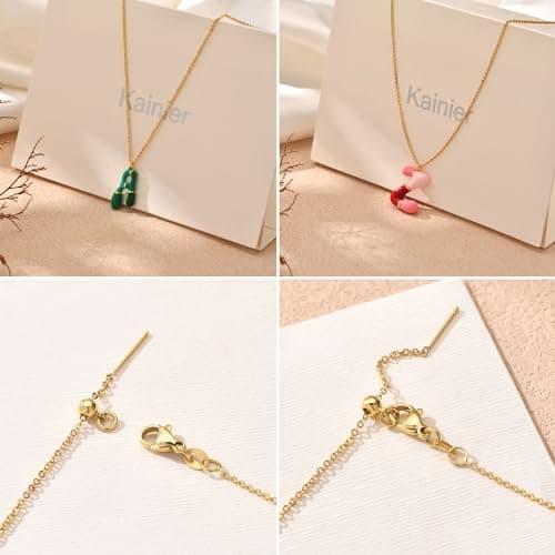 Kainier Colorful Balloon Alphabet Name Pendant 14K Gold Plated Necklaces…