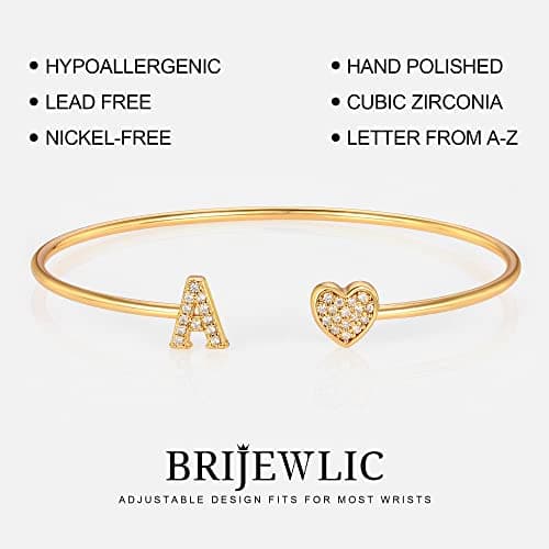 BRIJEWLIC 14K Gold Plated Initial Bracelets for Women and Girls