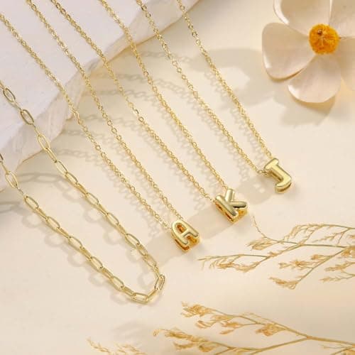 CUEZIY Women's 14K Gold Plated A-Z Initial Layered Choker Necklaces Small Cute Trendy Gifts